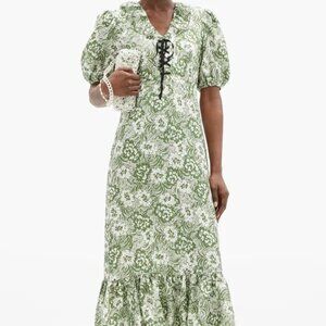 Shrimps Oakley Green and White Floral Midi Dress Size medium